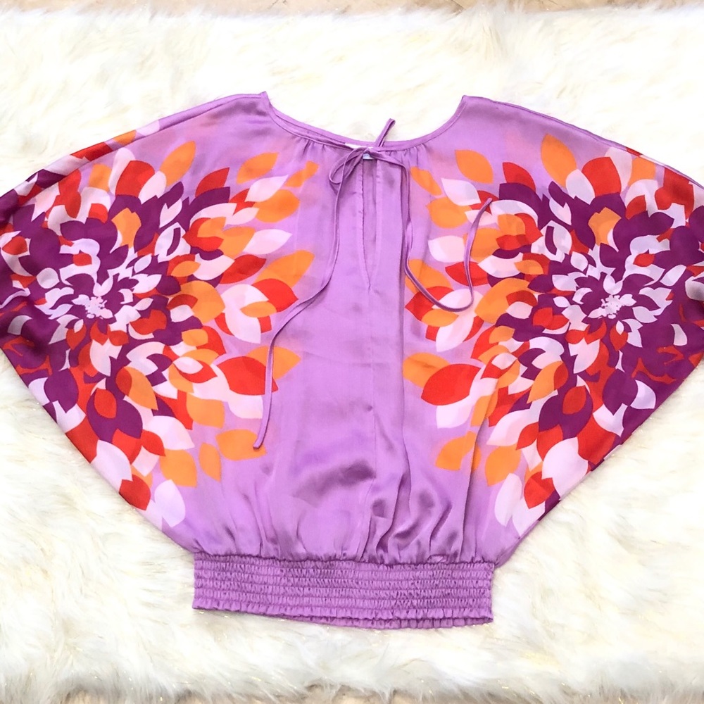New York & Co boho flowy satin top blouse XS EUC
